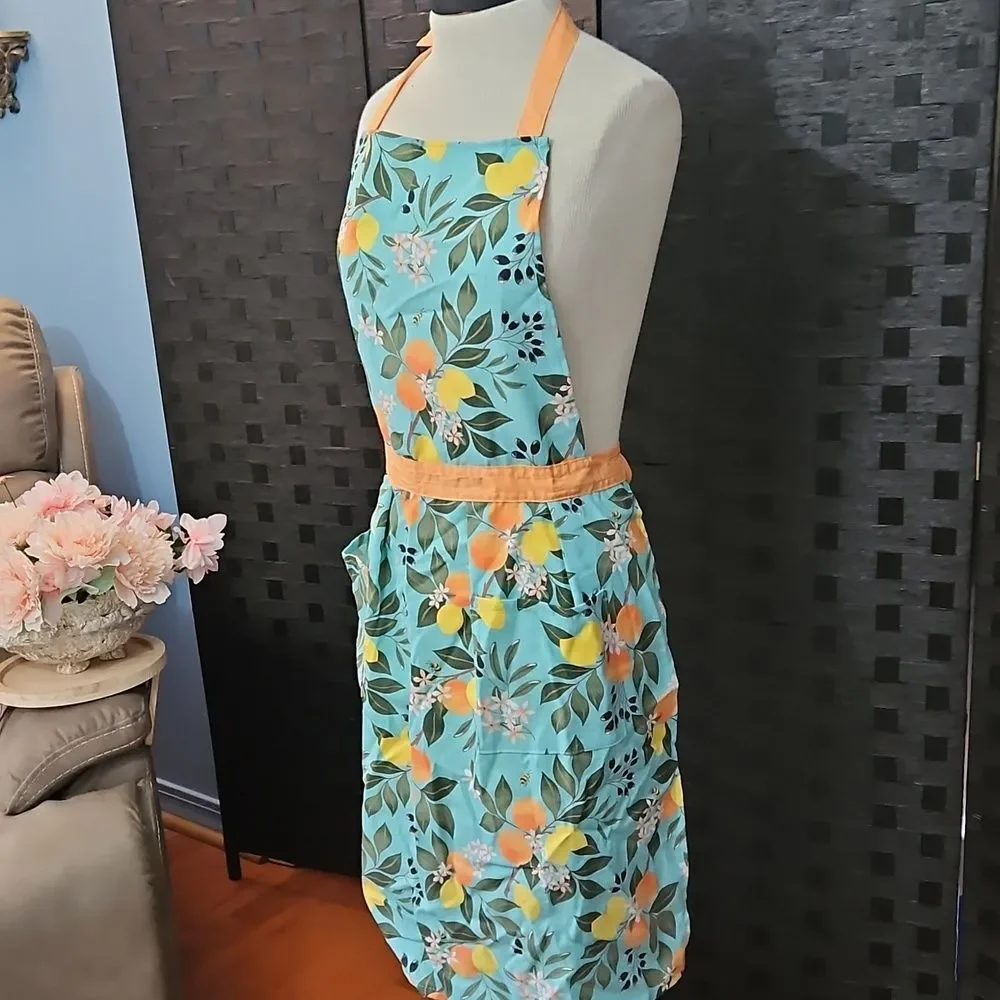 K For The Kitchen Peach & Blue Full Apron